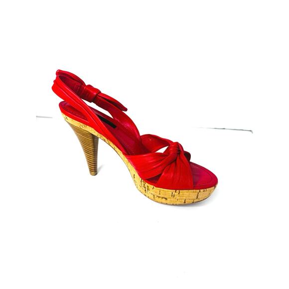 Louis Vuitton Retro Watermelon Pink Slingback Open toe Leather Sandal Heels 37 - Picture 2 of 14